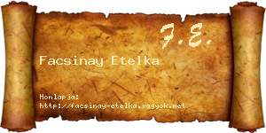 Facsinay Etelka névjegykártya